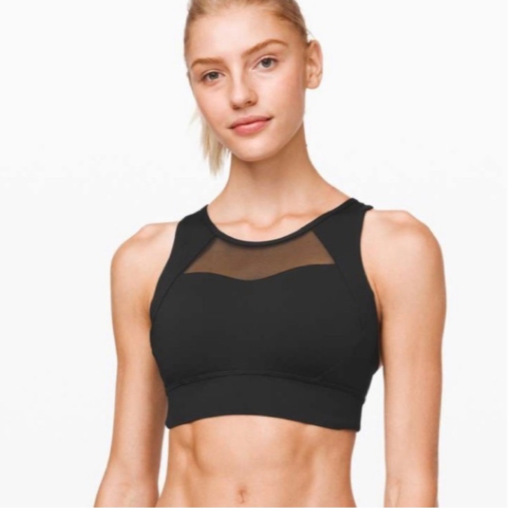 Lululemon breathe it in black mesh sports bra